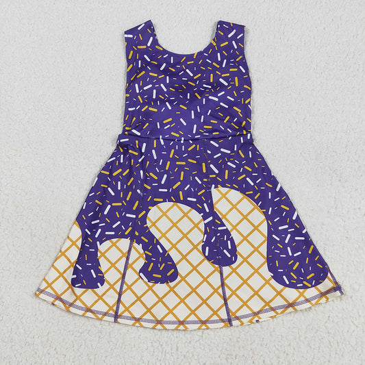 GSD2752 toddler girl clothes purple team drips sprinkles athletic summer yoga dresses
