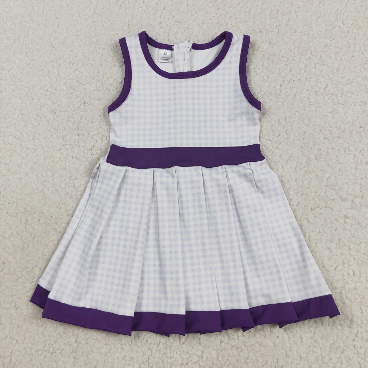 GSD2758 Baby Girls Purple Checked Back Zipper Shorts Yoga Active Knee Length Dresses