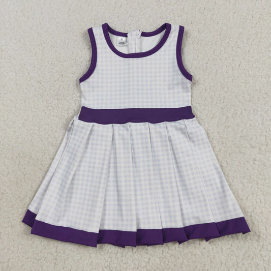 GSD2758 Baby Girls Purple Checked Back Zipper Shorts Yoga Active Knee Length Dresses