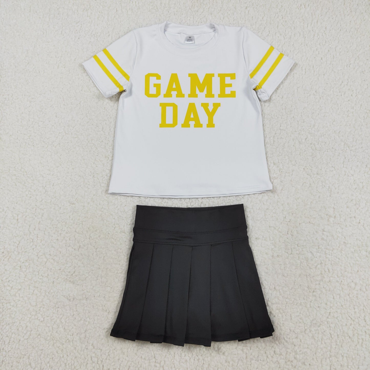 Sibling Baby Girls Game Day Tee Shirts Tops Pleated Skirts Short Yoga Active Team Clothes Sets