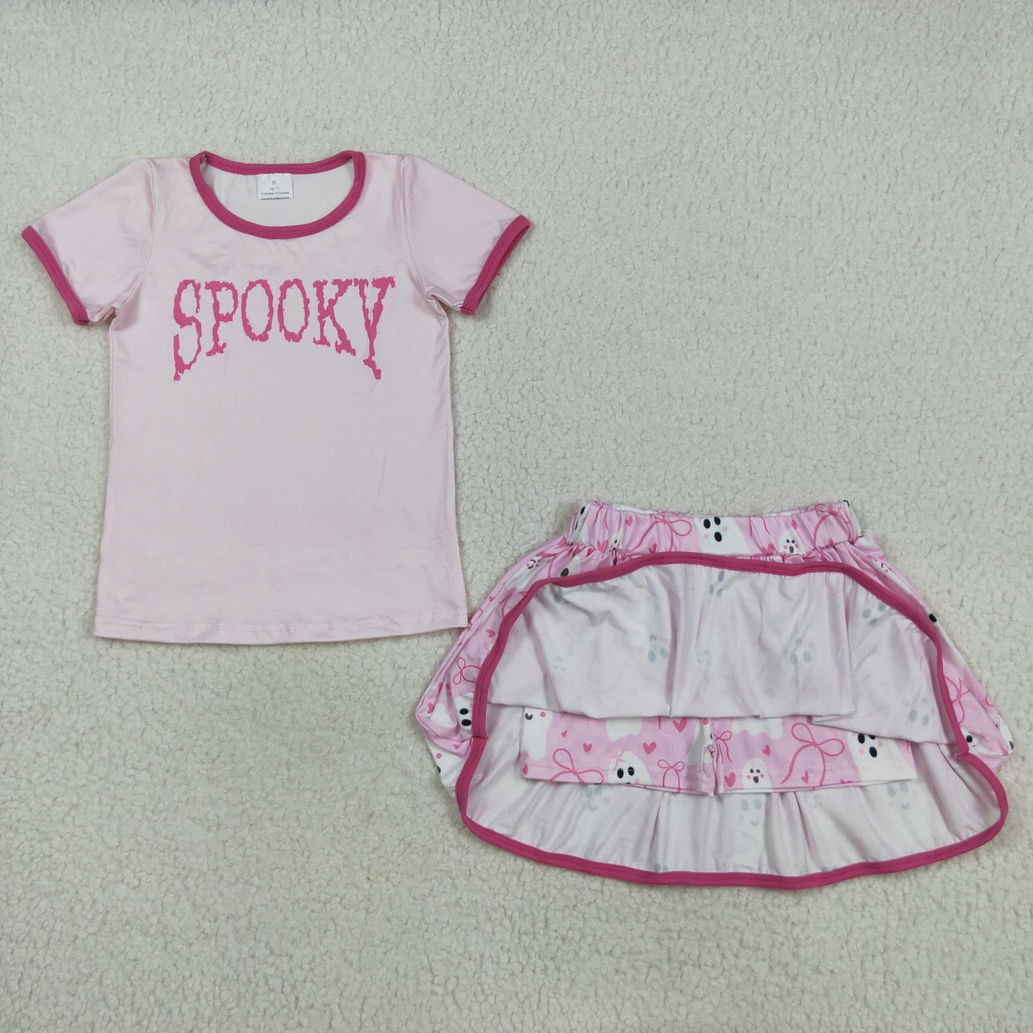 Sibling Baby Girls Hey Boo Spooky Top Bats Ghosts Skorts Halloween Clothes Set