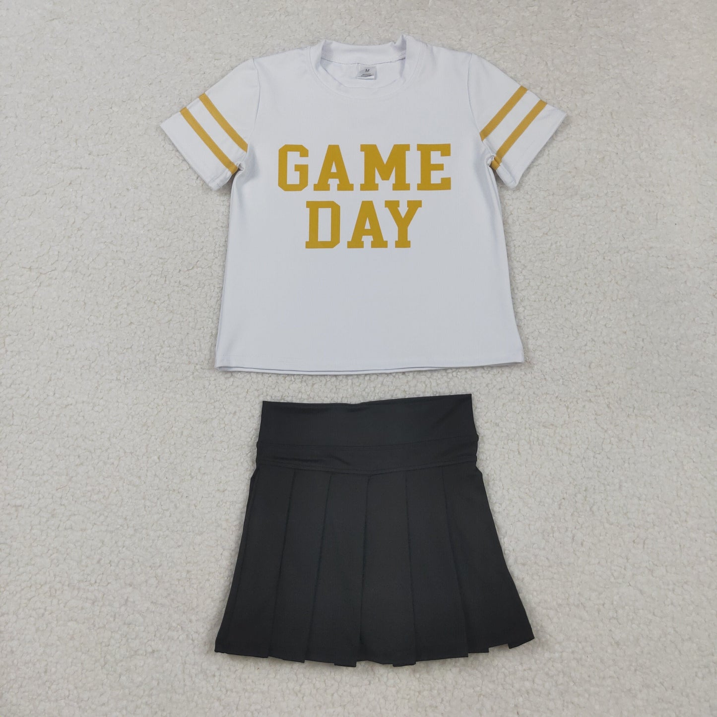 Sibling Baby Girls Game Day Tee Shirts Tops Pleated Skirts Short Yoga Active Team Clothes Sets