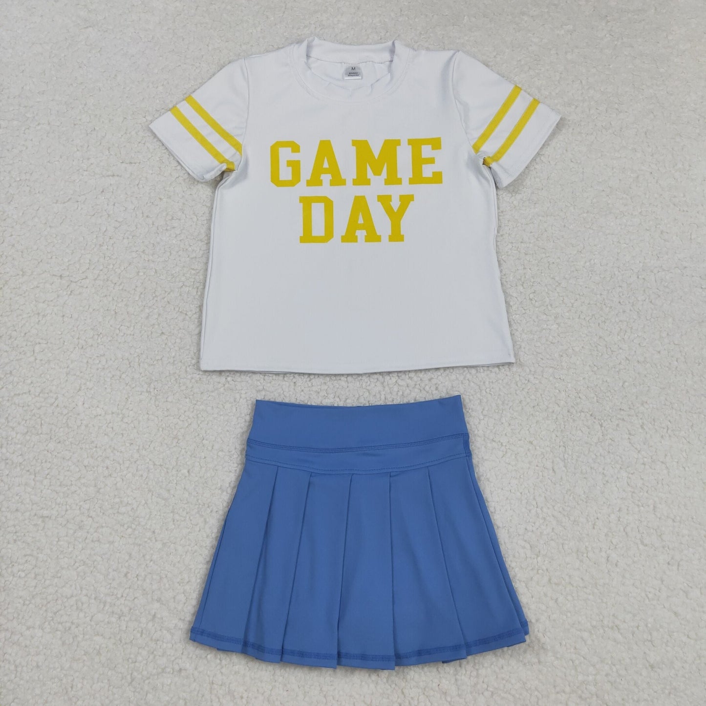 Sibling Baby Girls Game Day Tee Shirts Tops Pleated Skirts Short Yoga Active Team Clothes Sets