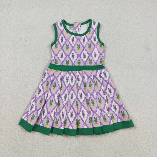 GSD2868 Baby Girls Mardigras Crayfishes Checked Yoga Active Ruffle Skirt Shorts Knee Length Dress