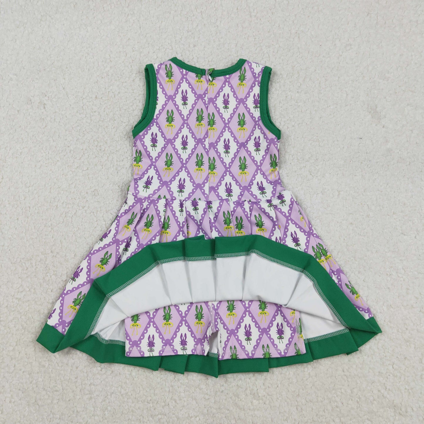 GSD2868 Baby Girls Mardigras Crayfishes Checked Yoga Active Ruffle Skirt Shorts Knee Length Dress