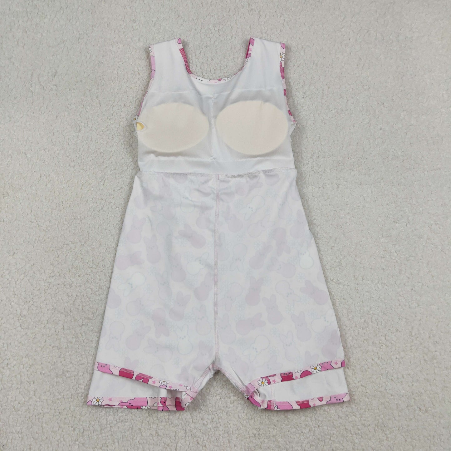 Sibling Baby Girls Sleeveless Rabbits Flowers Yoga Active Shorts Ruffle Knee Length Dresses