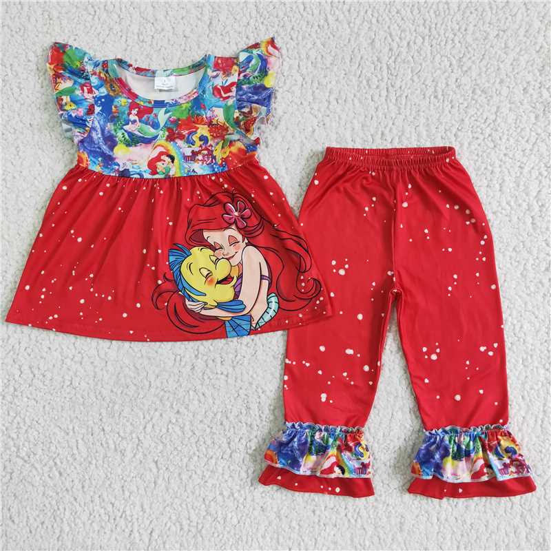 girl princess red tops bottoms sets GSPO0034