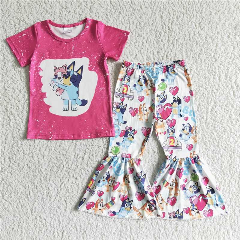 cartoon rosy T-shirt bell bottoms set GSPO0066