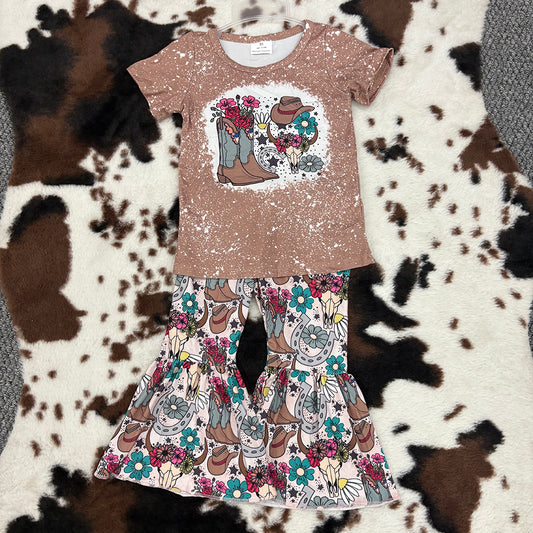 Cowgirl boot T-shirt bell bottoms set GSPO0290