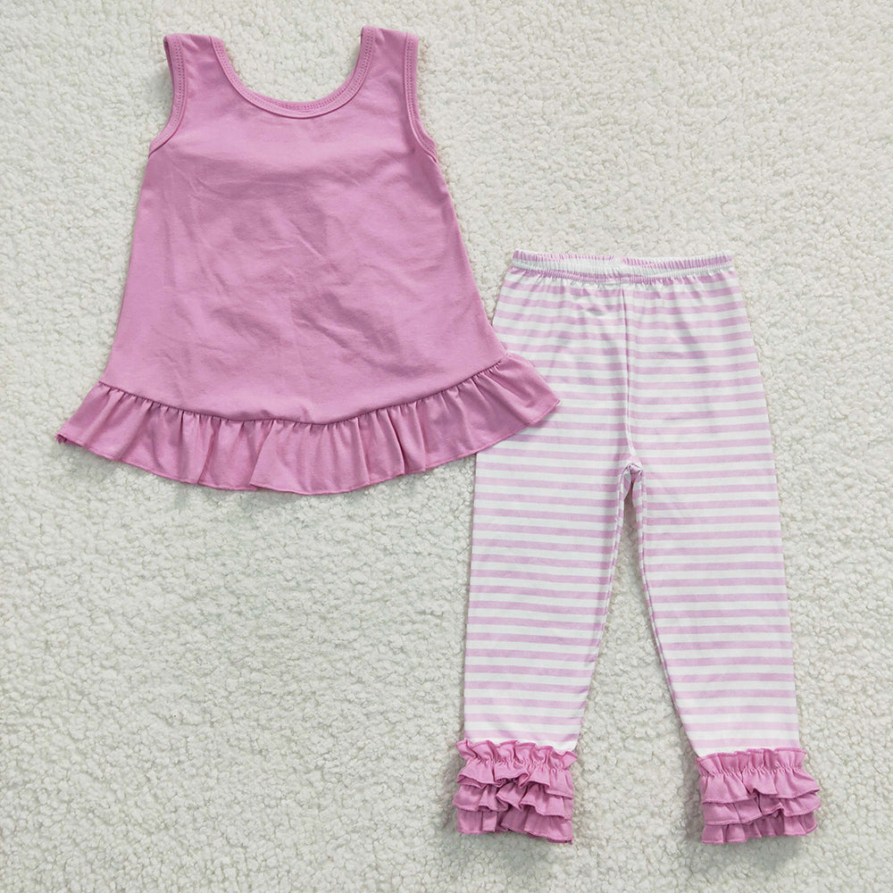GSPO0507 baby girls pink back bow tunic icing pants outfits