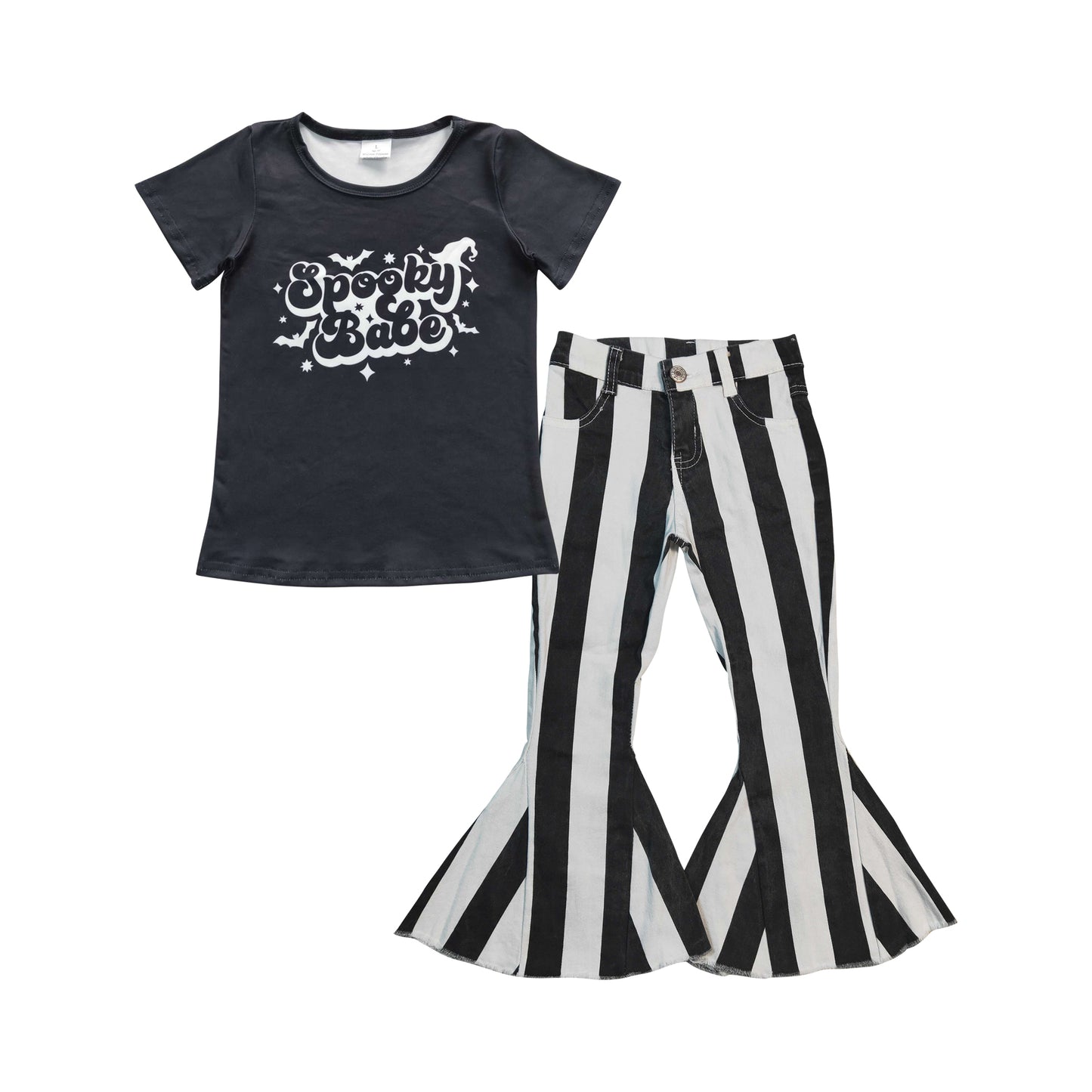 spooky babe T-shirts striped jeans sets GSPO0695