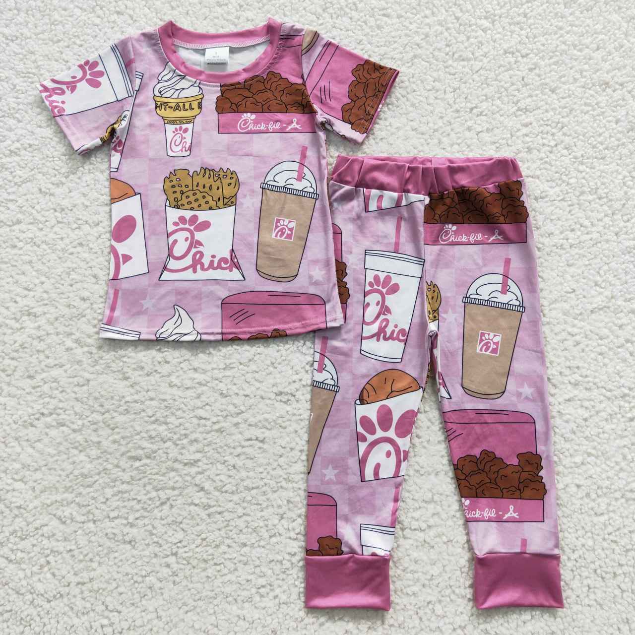 girls popcorn chicken pajamas sets GSPO0696