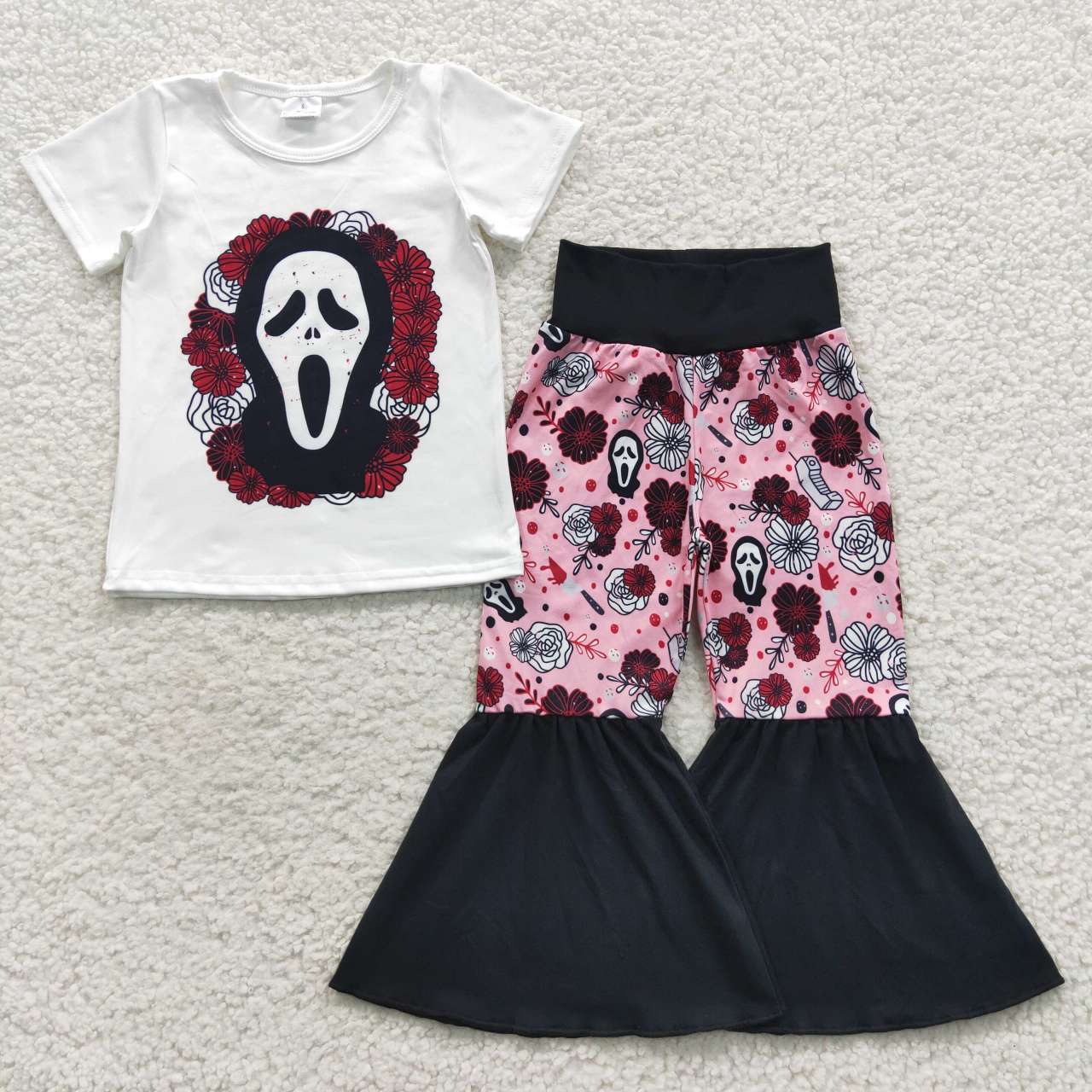 kids Halloween skull tops bottoms sets GSPO0710