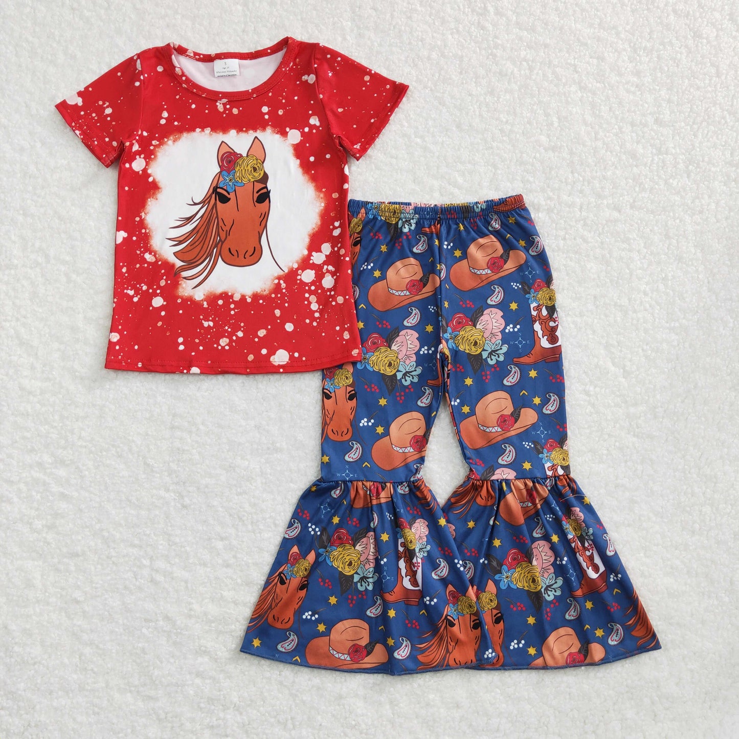 GSPO0869 baby girl clothes cowgirl bell bottom outfit