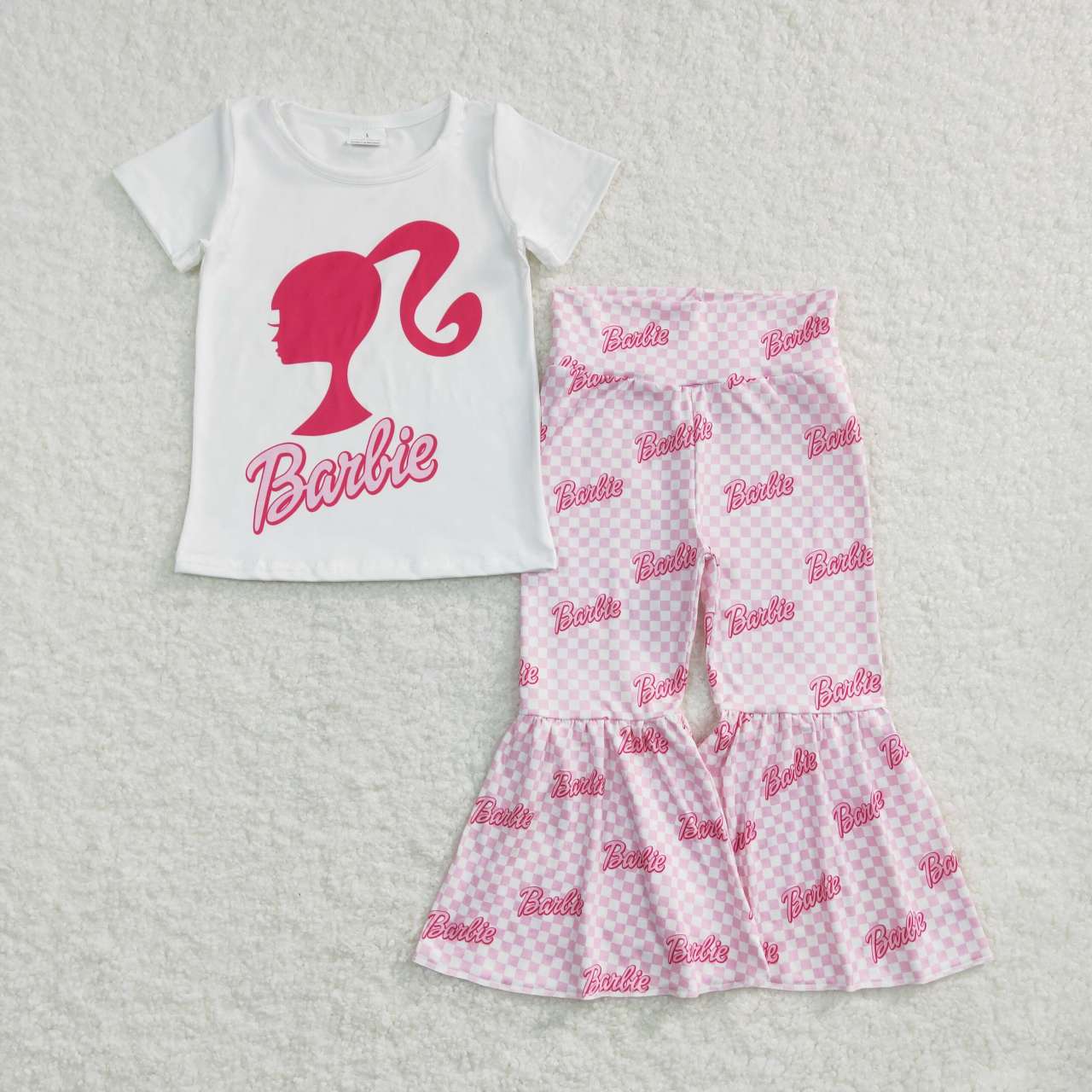 GSPO0876 baby girl clothes cartoon pink bell bottom outfit