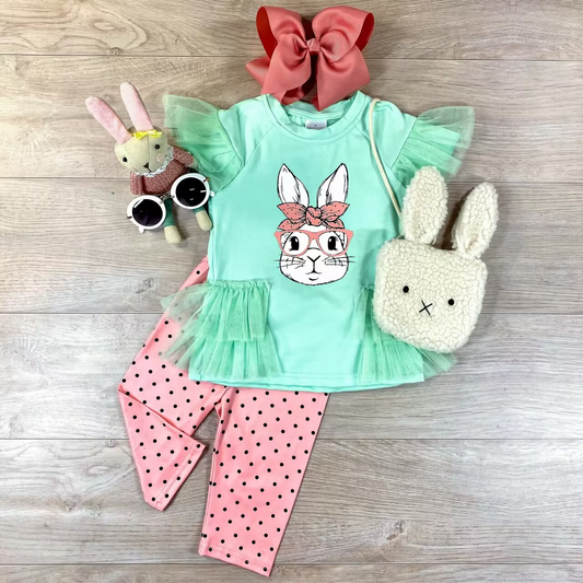 pre-order GSPO1050 baby girl clothes girl easter bunny outfit