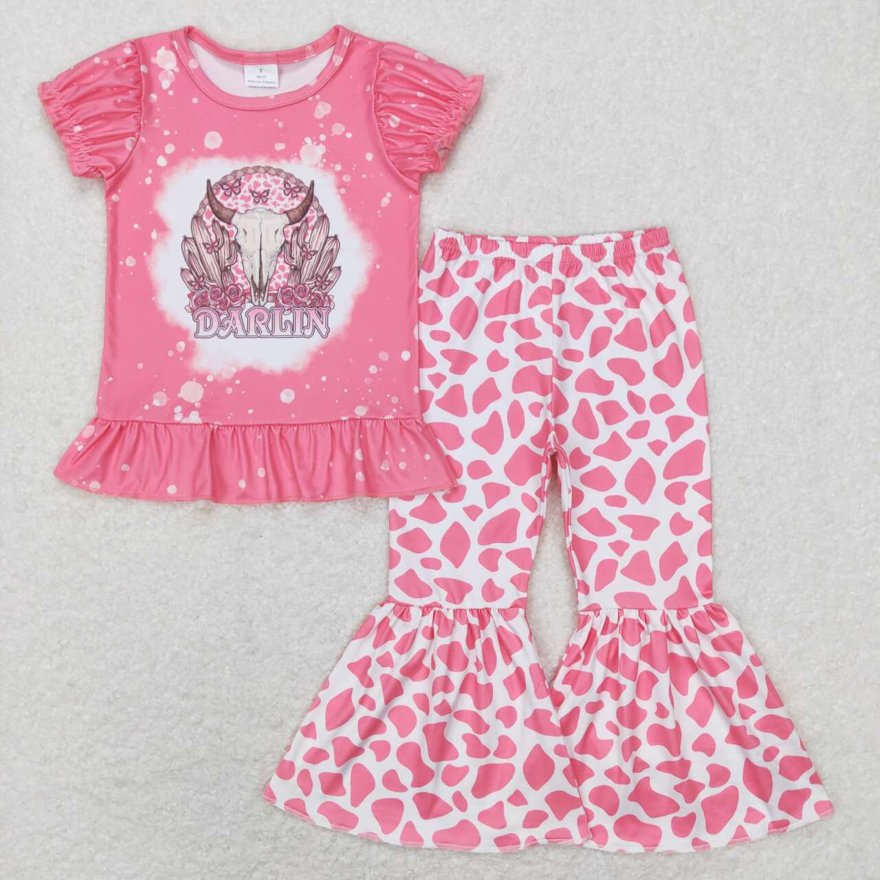 GSPO1052 baby girl clothes bull head girl bell bottom outfit