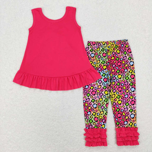 GSPO1097  baby girl clothes girl color leopard print outfit