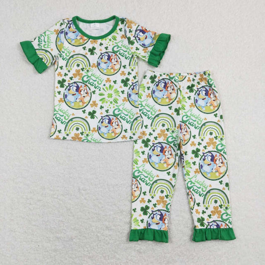 GSPO1112 baby girl clothes cartoon dog girl St. Patrick outfit