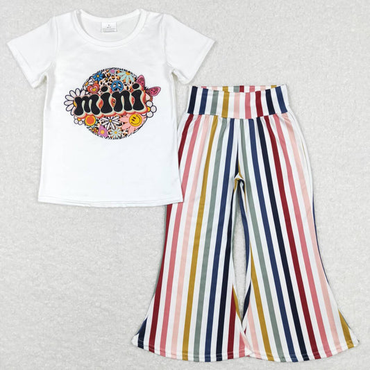 GSPO1114 baby girl clothes girl mini smile bell bottom outfit