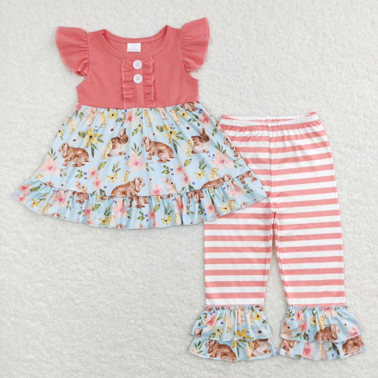 GSPO1132 baby girls clothes bunny flower print sets