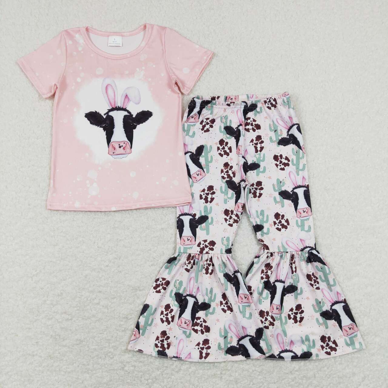 GSPO1152 baby girl clothes  milkcow girl easter bell bottom outfit