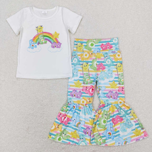 GSPO1189 baby girl clothes rainbow star bear girl bell bottoms outfits