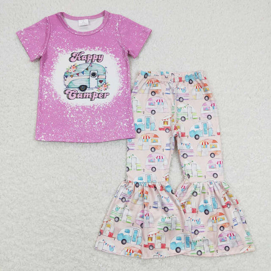 GSPO1196 baby girl clothes happy camper bell bottoms outfits