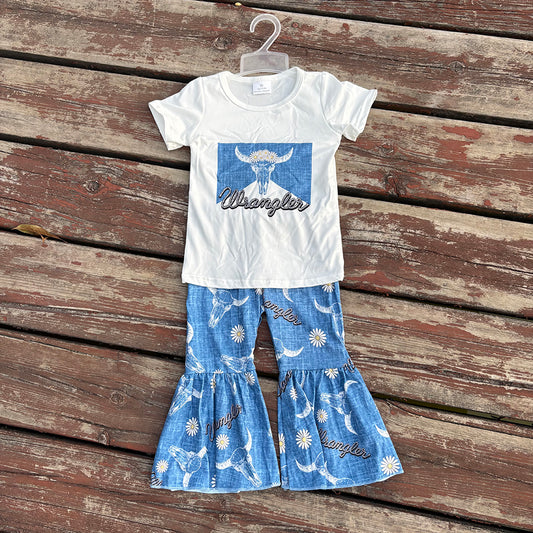 GSPO1287 baby girl clothes bull head girls bell bottoms outfit