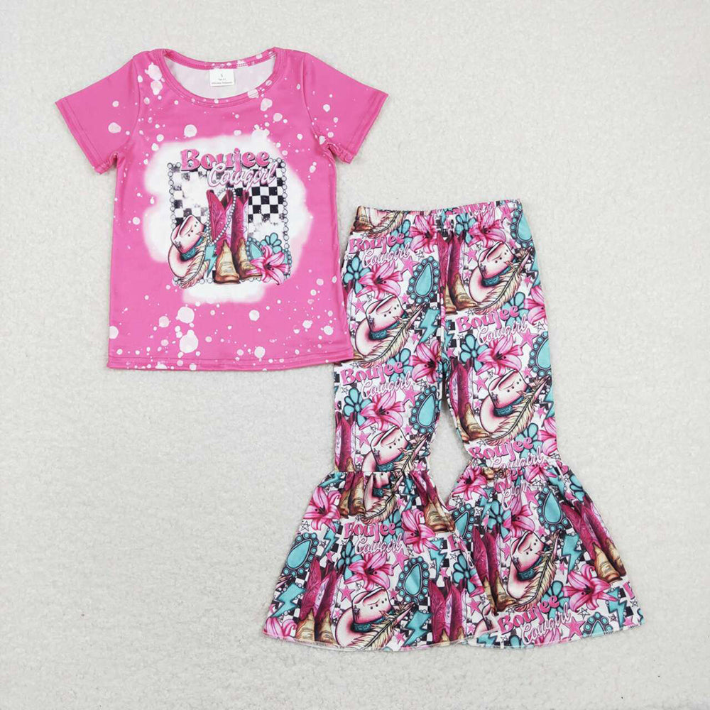 GSPO1293 baby girl clothes boujee cowgirl girls bell bottoms outfit