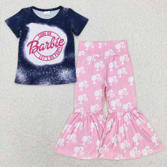 GSPO1353 baby girl clothes barbie girl bell bottoms outfits