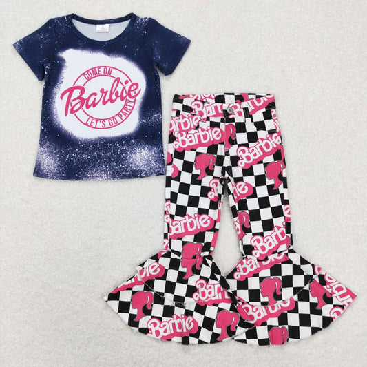 GSPO1354 baby girl clothes barbie girl bell bottoms jeans outfits