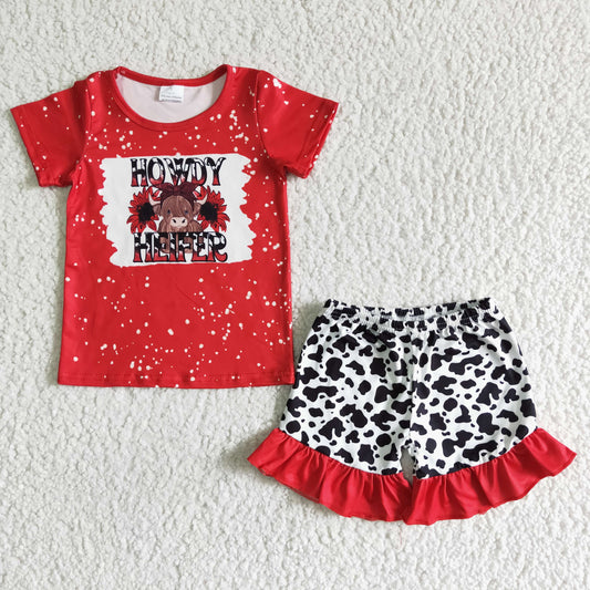 heifer red T-shirts Shorts Sets GSSO0043