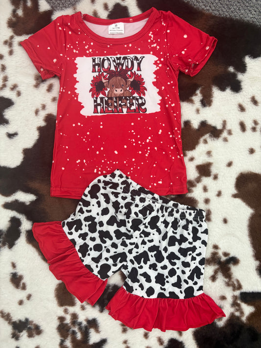 heifer red T-shirts Shorts Sets GSSO0043