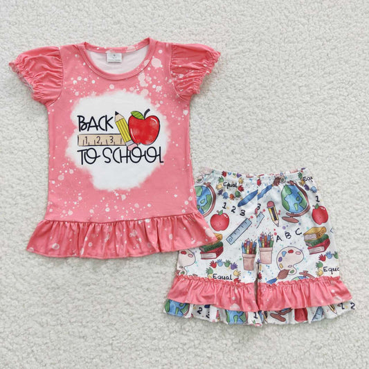 girls back to school tops shorts sets GSSO0355