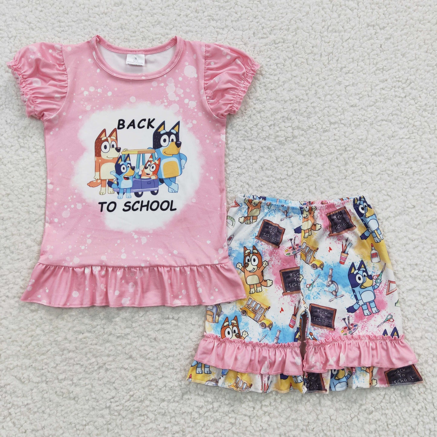 girls back to school tops shorts sets GSSO0360