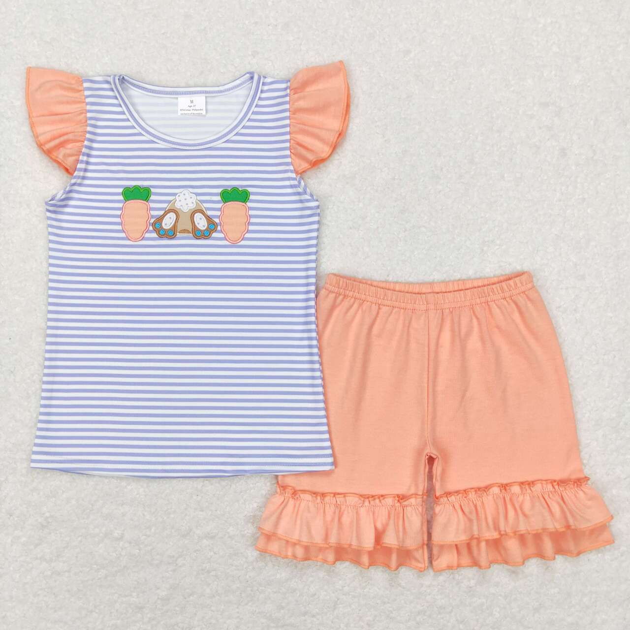 GSSO0373  baby girl clothes rabbit carrots baby girl easter summer set