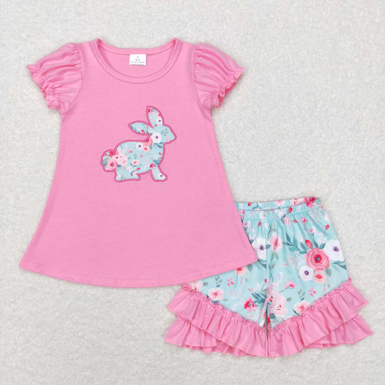 GSSO0386 baby girl clothes girl bunny flower summer outfit