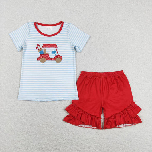 GSSO0432 baby girl clothes girl golf cart outfit
