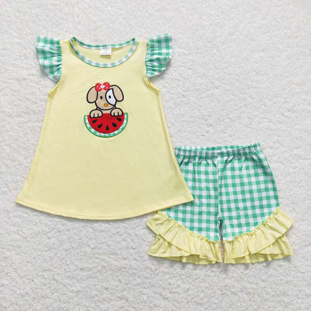 GSSO0483 baby girl clothes puppy watermelon summer outfits