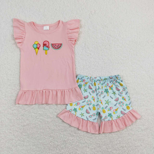 GSSO0509 baby girl clothes girl watermelon ice cream summer outfits