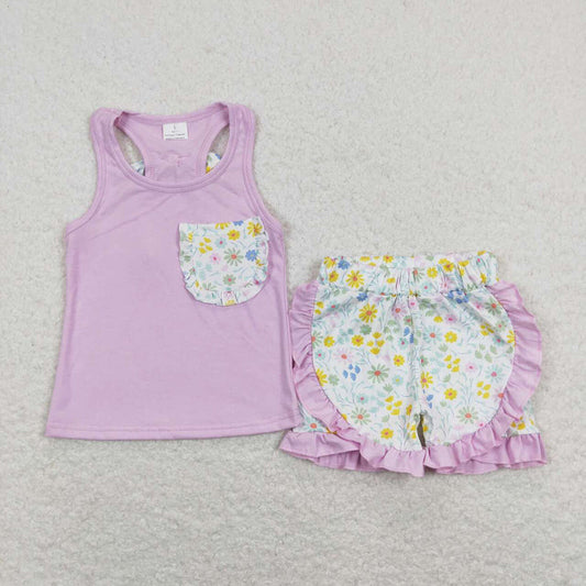 GSSO0511 baby girl clothes girl pink flower summer outfits
