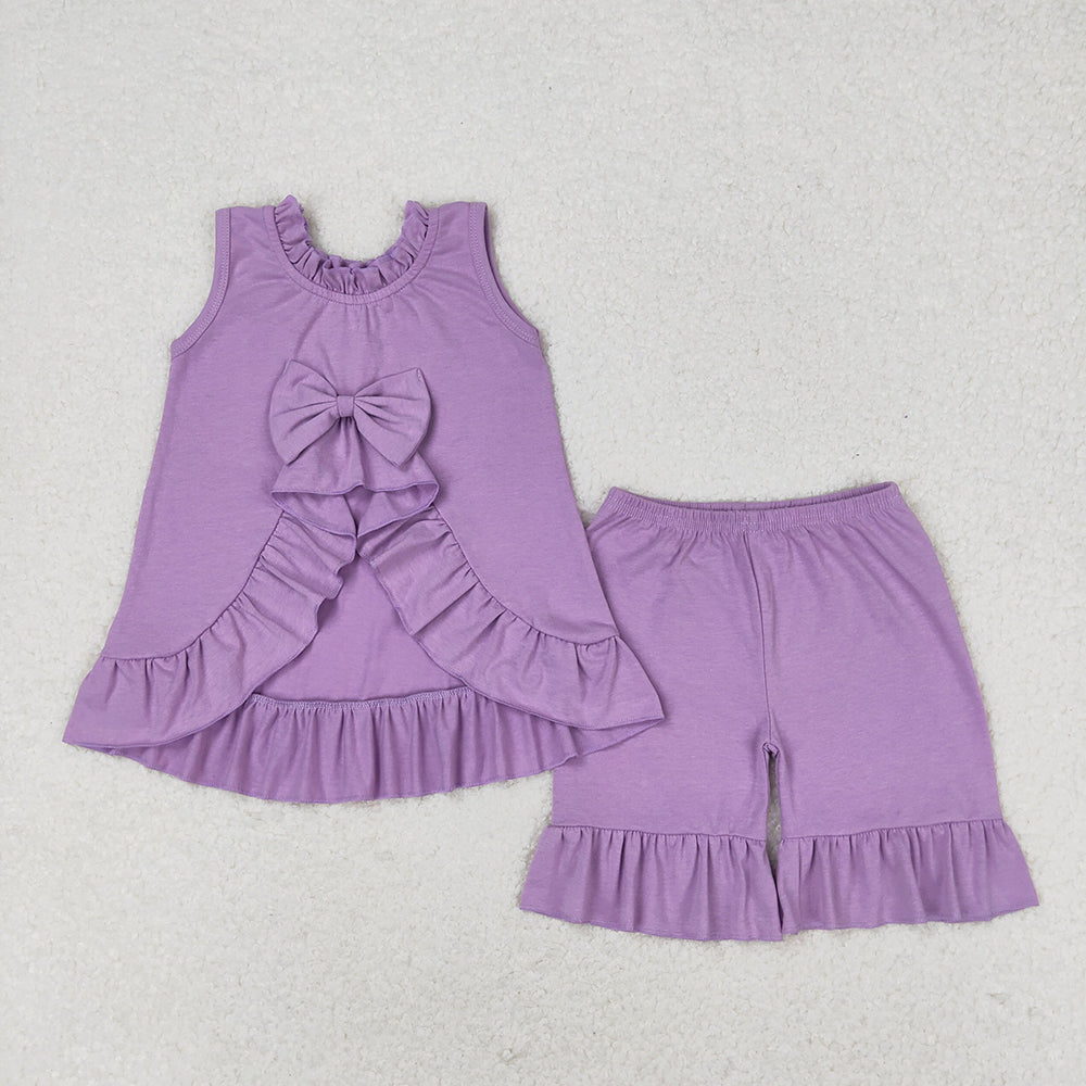 GSSO0520 baby girl clothes girl purple bow summer outfits
