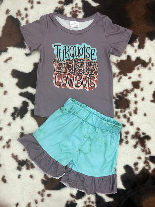 GSSO0545 baby girl clothes cowboy turquoise girl summer outfits