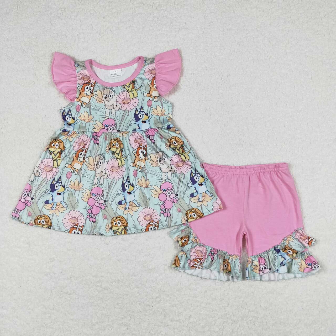 GSSO0624 baby girl clothes flower cartoon dog toddler girl summer outfit