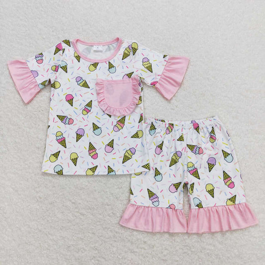 GSSO0667 baby girls popstick pocket shirt summer outfits