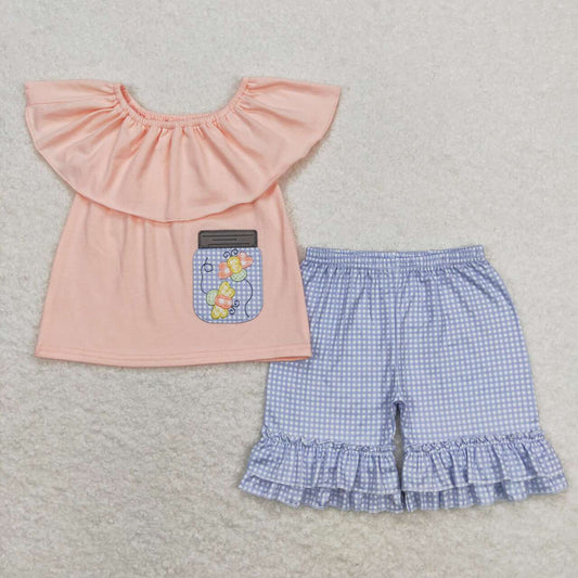 GSSO0682 Embroidery baby girl clothes butterfly toddler girl summer outfits