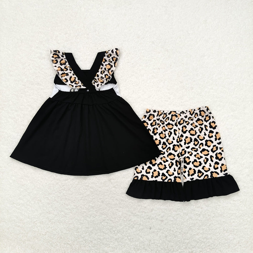 GSSO0702 baby girl clothes I Love Dad leopard summer outfits