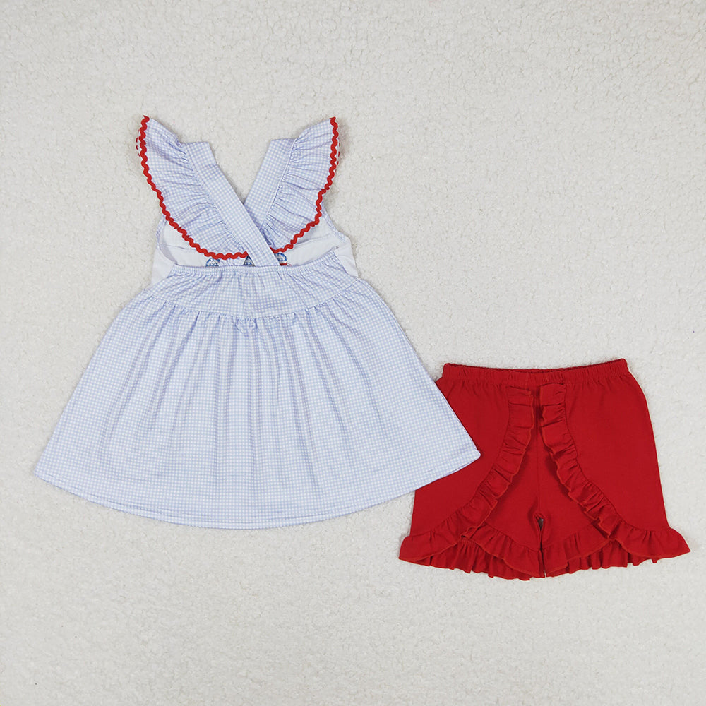 GSSO0798 baby girl clothes 4th of July patriotic toddler girl summer outfits