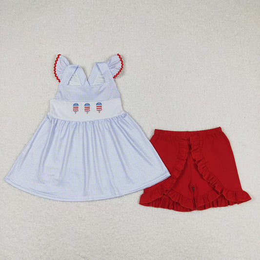 GSSO0798 baby girl clothes 4th of July patriotic toddler girl summer outfits